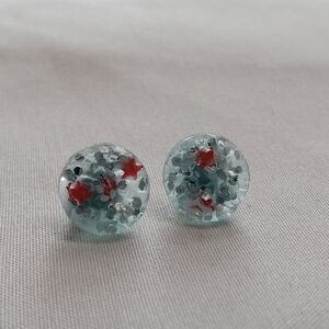 Blue and Red Star Earrings